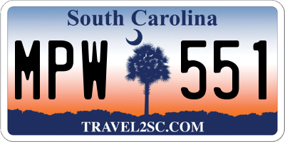 SC license plate MPW551