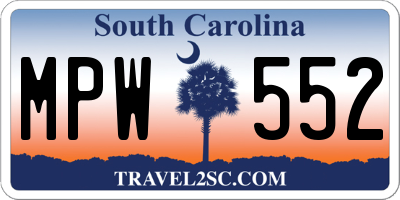 SC license plate MPW552