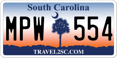 SC license plate MPW554