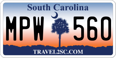SC license plate MPW560