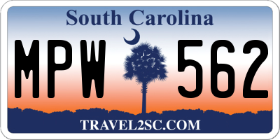 SC license plate MPW562