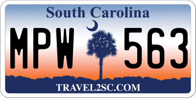 SC license plate MPW563