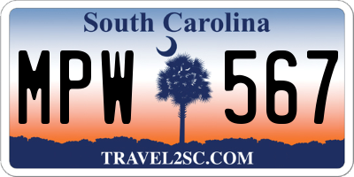 SC license plate MPW567