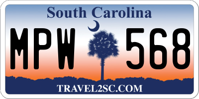 SC license plate MPW568