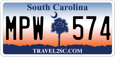 SC license plate MPW574
