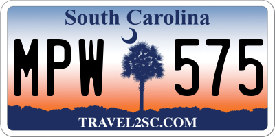 SC license plate MPW575