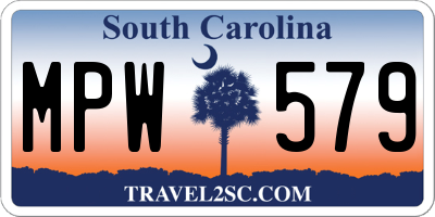 SC license plate MPW579
