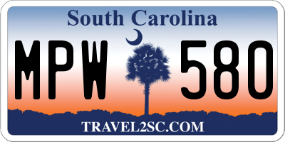 SC license plate MPW580