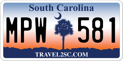 SC license plate MPW581