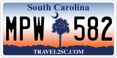 SC license plate MPW582