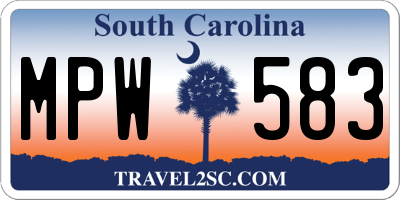 SC license plate MPW583