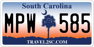 SC license plate MPW585