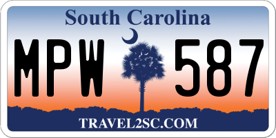 SC license plate MPW587