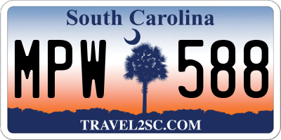 SC license plate MPW588