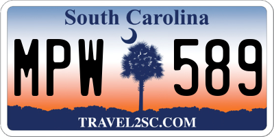 SC license plate MPW589