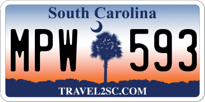 SC license plate MPW593