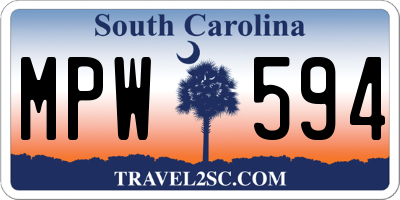 SC license plate MPW594
