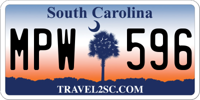 SC license plate MPW596