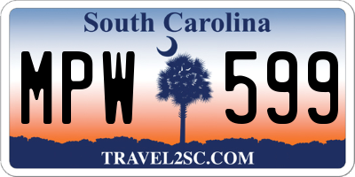 SC license plate MPW599