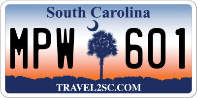 SC license plate MPW601