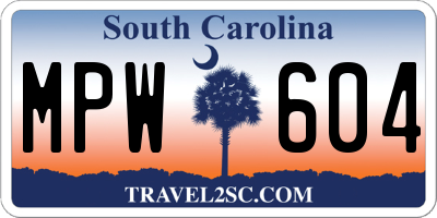SC license plate MPW604