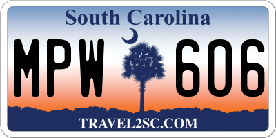 SC license plate MPW606