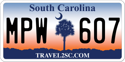 SC license plate MPW607