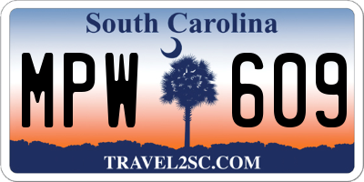 SC license plate MPW609