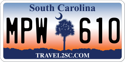SC license plate MPW610