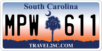 SC license plate MPW611