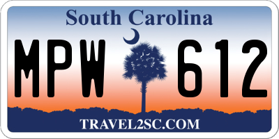 SC license plate MPW612