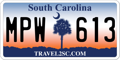 SC license plate MPW613