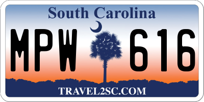 SC license plate MPW616