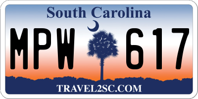 SC license plate MPW617