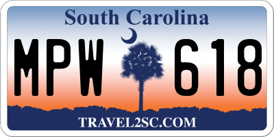 SC license plate MPW618