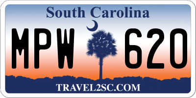 SC license plate MPW620