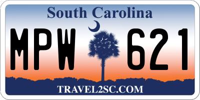 SC license plate MPW621