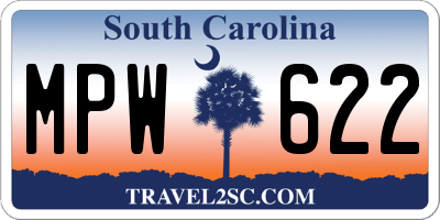SC license plate MPW622