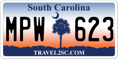 SC license plate MPW623