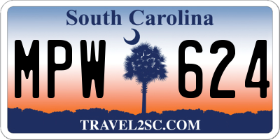 SC license plate MPW624