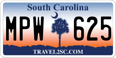 SC license plate MPW625