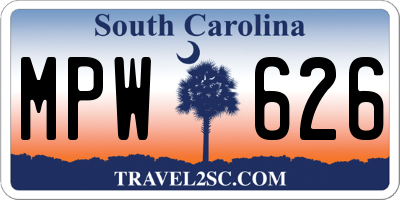 SC license plate MPW626