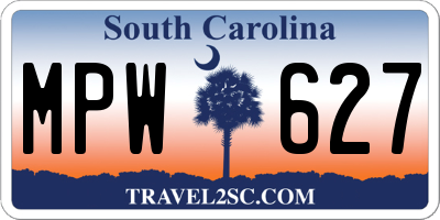 SC license plate MPW627