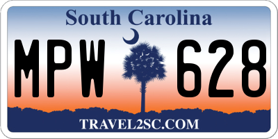 SC license plate MPW628