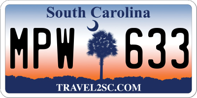 SC license plate MPW633