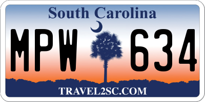 SC license plate MPW634