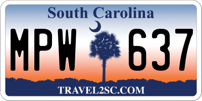 SC license plate MPW637