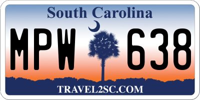 SC license plate MPW638