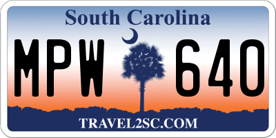 SC license plate MPW640