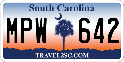 SC license plate MPW642